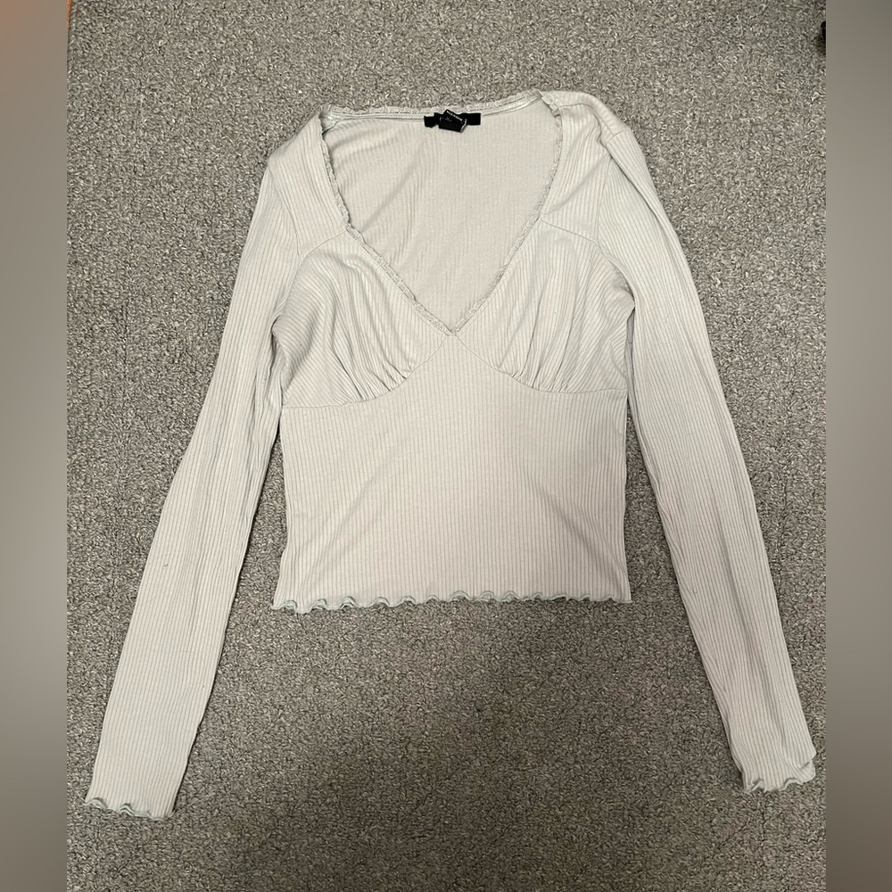Cropped long sleeve top - light blue